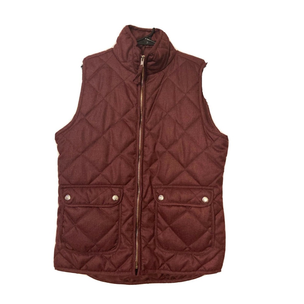 Thread &‎ Supply Top Womens Small Quilted Vest Full Zip Pockets Sleeveless Red